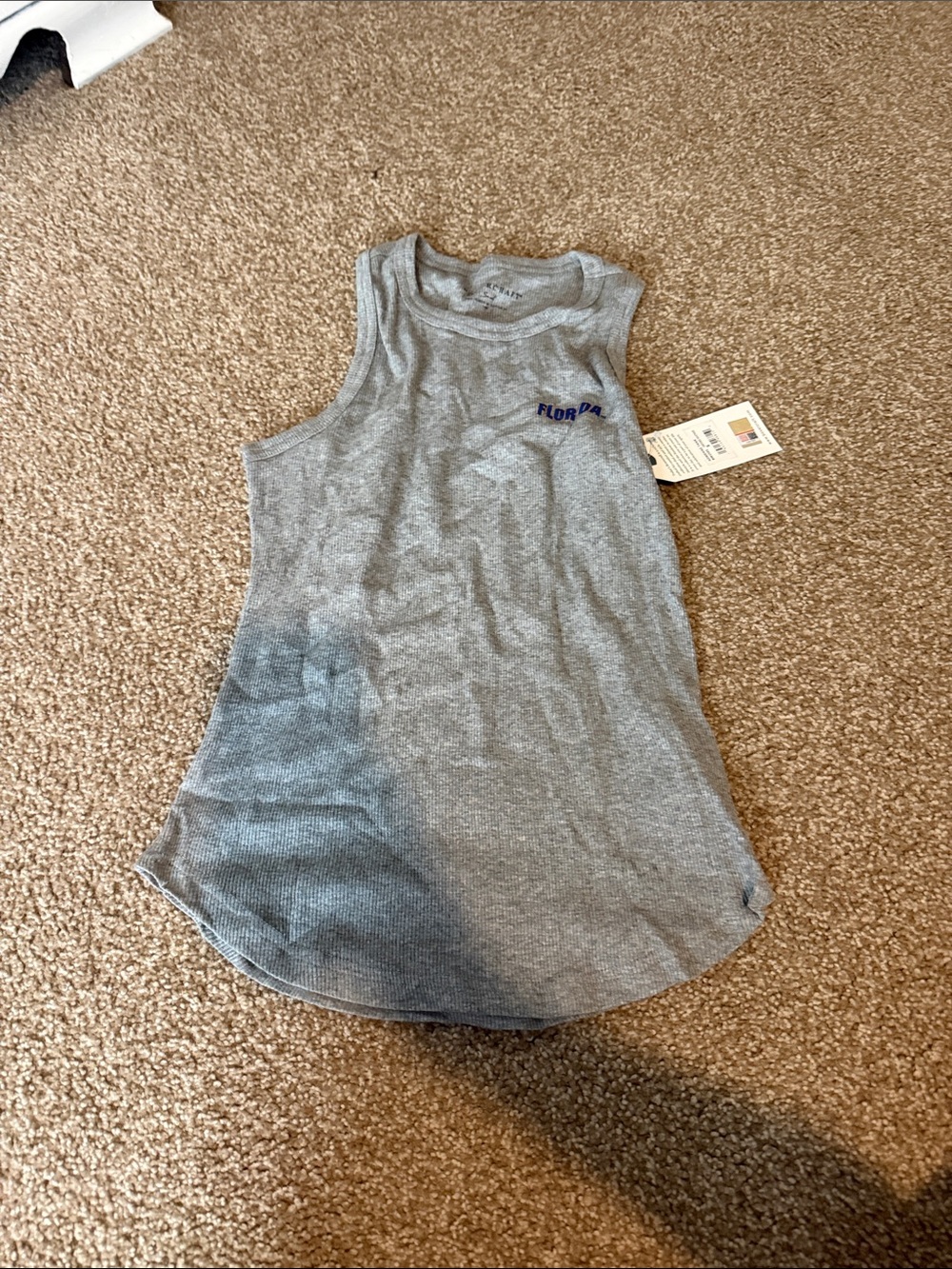boxercraft Gray Ribbed Tank Top with Navy Logo